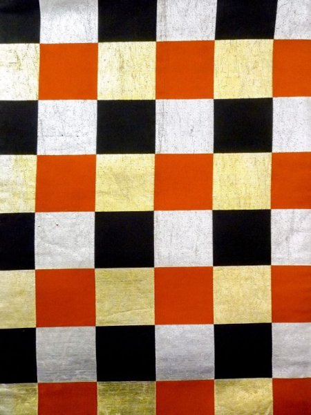 Photo2: N0227E Vintage Japanese Kimono   Multi Color FUKURO OBI sash Plaid Checks Silk. (Grade C) (2)