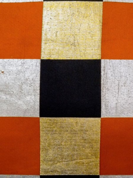 Photo6: N0227E Vintage Japanese Kimono   Multi Color FUKURO OBI sash Plaid Checks Silk. (Grade C) (6)