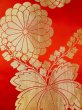 Photo2: N0227F Vintage Japanese Kimono  Shiny Red FUKURO OBI sash Chrysanthemum Silk. (Grade C) (2)