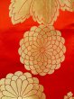 Photo3: N0227F Vintage Japanese Kimono  Shiny Red FUKURO OBI sash Chrysanthemum Silk. (Grade C) (3)
