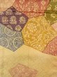 Photo6: N0227G Vintage Japanese Kimono  Shiny Gold FUKURO OBI sash Flower Silk. (Grade C) (6)