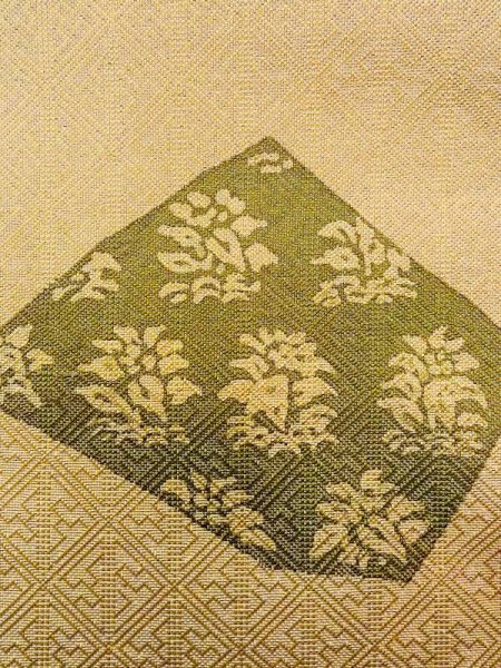 Photo8: N0227G Vintage Japanese Kimono  Shiny Gold FUKURO OBI sash Flower Silk. (Grade C) (8)