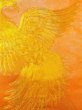 Photo6: N0227J Vintage Japanese Kimono  Shiny Orange FUKURO OBI sash Phoenix Silk. (Grade B) (6)