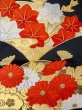 Photo2: Mint N0227K Vintage Japanese Kimono   Black FUKURO OBI sash Chrysanthemum Silk. (Grade A) (2)