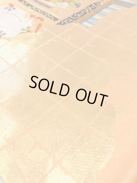 Photo12: N0227N Vintage Japanese Kimono  Vivid Orange FUKURO OBI sash Peony Synthetic. (Grade C) (12)