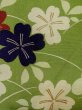 Photo7: N0227P Vintage Japanese Kimono   Green FUKURO OBI sash Flower Silk. (Grade D) (7)