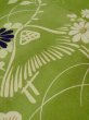 Photo8: N0227P Vintage Japanese Kimono   Green FUKURO OBI sash Flower Silk. (Grade D) (8)