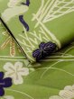 Photo12: N0227P Vintage Japanese Kimono   Green FUKURO OBI sash Flower Silk. (Grade D) (12)