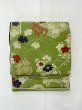 Photo13: N0227P Vintage Japanese Kimono   Green FUKURO OBI sash Flower Silk. (Grade D) (13)