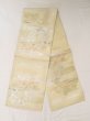 Photo1: N0227T Vintage Japanese Kimono   Ivory FUKURO OBI sash Flower Silk. (Grade C) (1)