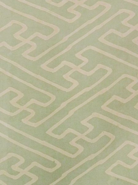 Photo6: N0227U Vintage Japanese Kimono Grayish Greenish Light Blue NAGOYA OBI sash Flower Silk. (Grade D) (6)