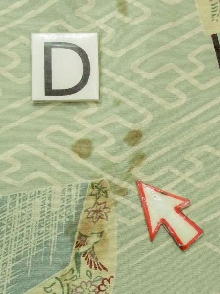 Photo15: N0227U Vintage Japanese Kimono Grayish Greenish Light Blue NAGOYA OBI sash Flower Silk. (Grade D) (15)