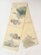 Photo1: N0227V Vintage Japanese Kimono   Ivory FUKURO OBI sash Bamboo    Silk. (Grade C) (1)