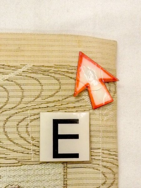 Photo16: N0227W Vintage Japanese Kimono Pale Grayish Yellowish Green FUKURO OBI sash Flower Silk. (Grade D) (16)