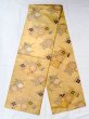 Photo1: N0227X Vintage Japanese Kimono   Gold FUKURO OBI sash Diamond-shaped flowers Silk. (Grade C) (1)