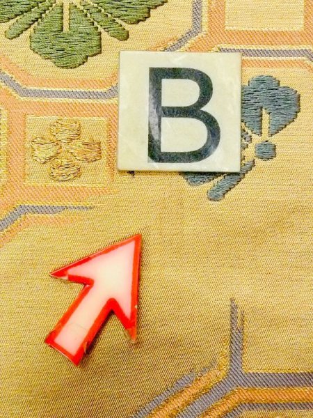 Photo11: N0227X Vintage Japanese Kimono   Gold FUKURO OBI sash Diamond-shaped flowers Silk. (Grade C) (11)