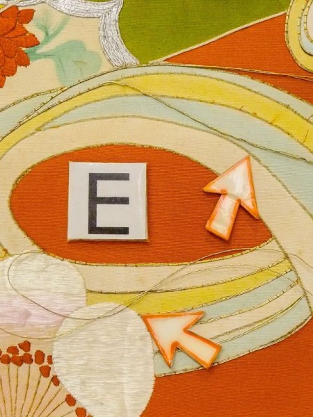 Photo16: N0228A Vintage Japanese Kimono  Vivid Orange FUKURO OBI sash Chrysanthemum Silk. (Grade D) (16)