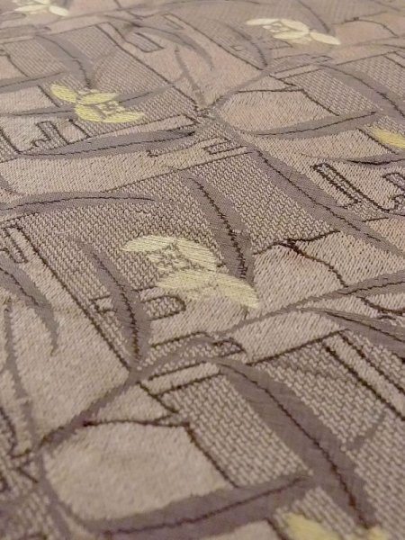 Photo5: N0228D Vintage Japanese Kimono  Grayish Olive FUKURO OBI sash Flower Silk. (Grade C) (5)