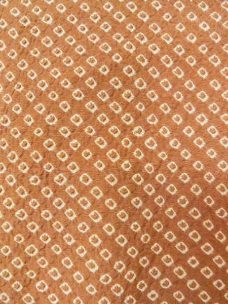 Photo6: N0305A Vintage Japanese women   Brown HAORI short jacket / Silk. Dapple pattern   (Grade C) (6)
