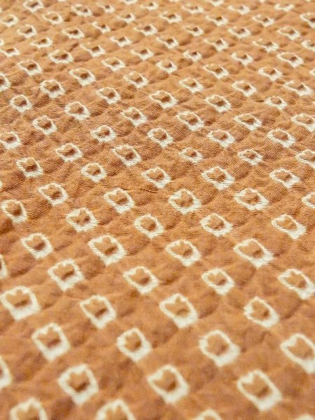 Photo9: N0305A Vintage Japanese women   Brown HAORI short jacket / Silk. Dapple pattern   (Grade C) (9)