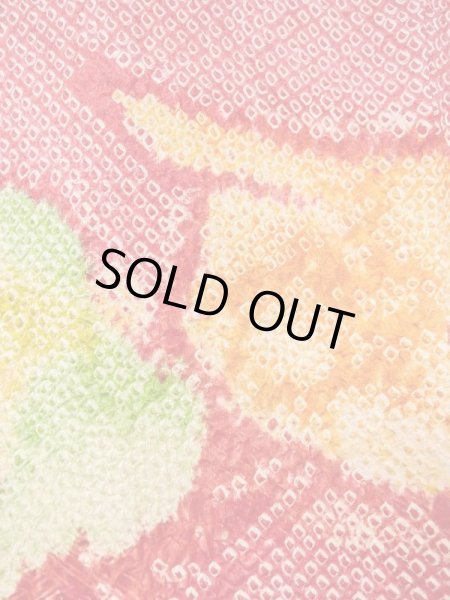 Photo5: Mint N0305B Vintage Japanese women   Red HAORI short jacket / Silk. Bird,   (Grade A) (5)