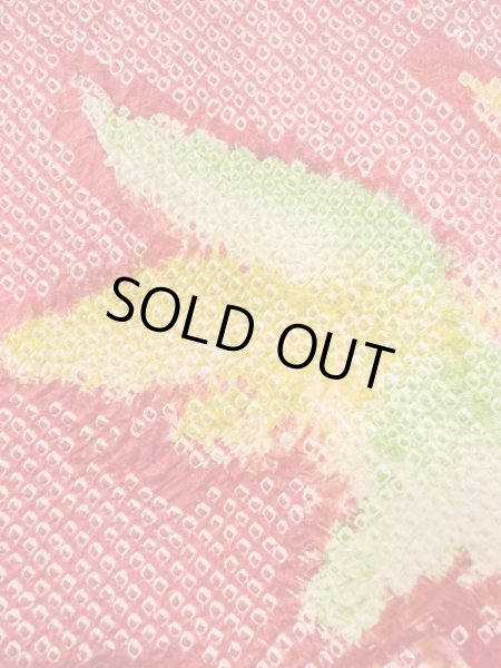 Photo6: Mint N0305B Vintage Japanese women   Red HAORI short jacket / Silk. Bird,   (Grade A) (6)