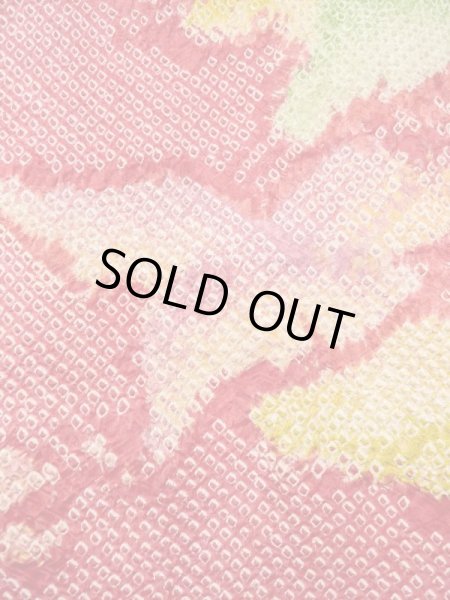 Photo7: Mint N0305B Vintage Japanese women   Red HAORI short jacket / Silk. Bird,   (Grade A) (7)