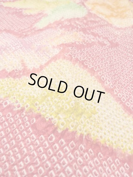 Photo8: Mint N0305B Vintage Japanese women   Red HAORI short jacket / Silk. Bird,   (Grade A) (8)