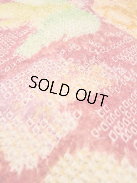 Photo9: Mint N0305B Vintage Japanese women   Red HAORI short jacket / Silk. Bird,   (Grade A) (9)