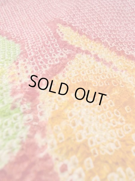 Photo10: Mint N0305B Vintage Japanese women   Red HAORI short jacket / Silk. Bird,   (Grade A) (10)