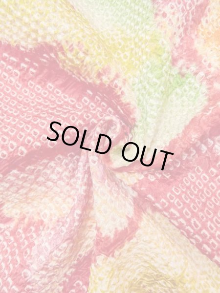 Photo11: Mint N0305B Vintage Japanese women   Red HAORI short jacket / Silk. Bird,   (Grade A) (11)