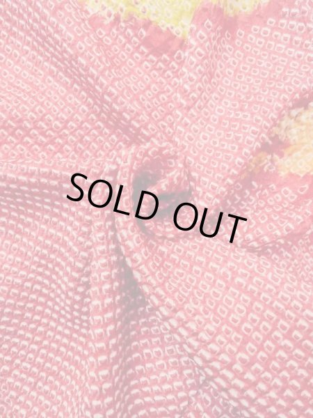 Photo12: Mint N0305B Vintage Japanese women   Red HAORI short jacket / Silk. Bird,   (Grade A) (12)