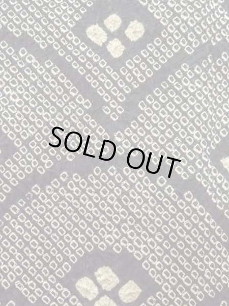 Photo7: N0305C Vintage Japanese women   Black HAORI short jacket / Silk. Wave,   (Grade B) (7)