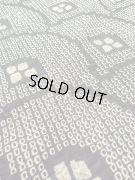 Photo9: N0305C Vintage Japanese women   Black HAORI short jacket / Silk. Wave,   (Grade B) (9)