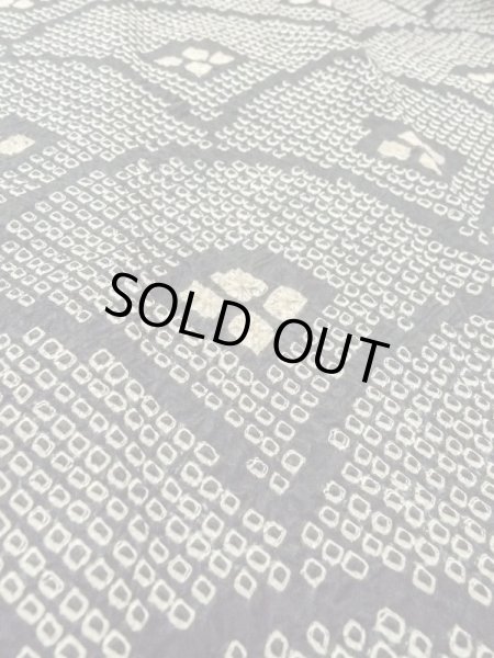 Photo10: N0305C Vintage Japanese women   Black HAORI short jacket / Silk. Wave,   (Grade B) (10)