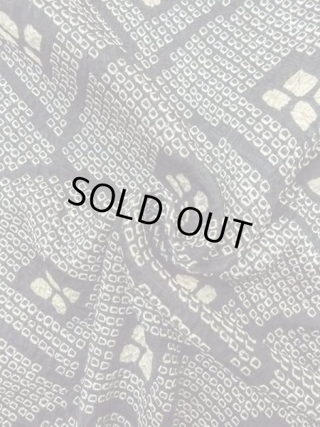 Photo11: N0305C Vintage Japanese women   Black HAORI short jacket / Silk. Wave,   (Grade B) (11)