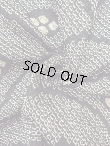 Photo12: N0305C Vintage Japanese women   Black HAORI short jacket / Silk. Wave,   (Grade B) (12)