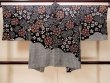 Photo2: N0305E Vintage Japanese women   Black HAORI short jacket / Silk. Flower,   (Grade B) (2)