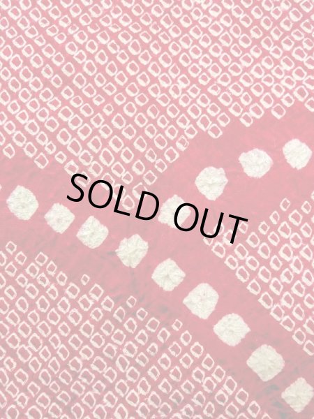 Photo5: N0305F Vintage Japanese women   Red HAORI short jacket / Silk. Dapple pattern   (Grade B) (5)