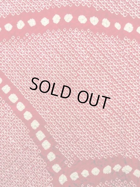 Photo7: N0305F Vintage Japanese women   Red HAORI short jacket / Silk. Dapple pattern   (Grade B) (7)