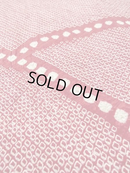 Photo9: N0305F Vintage Japanese women   Red HAORI short jacket / Silk. Dapple pattern   (Grade B) (9)