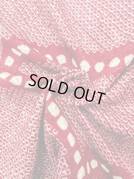 Photo12: N0305F Vintage Japanese women   Red HAORI short jacket / Silk. Dapple pattern   (Grade B) (12)