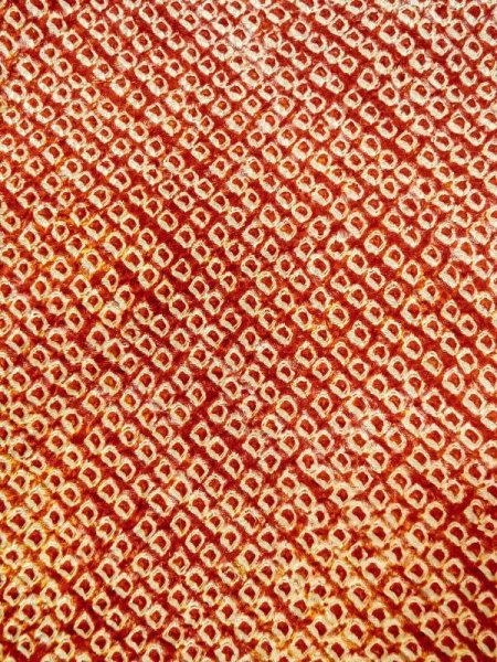 Photo7: Mint N0305G Vintage Japanese women   Vermilion HAORI short jacket / Silk. Flower,   (Grade A) (7)