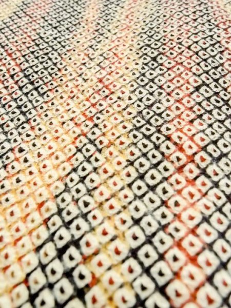 Photo8: Mint N0305I Vintage Japanese women   Multi Color HAORI short jacket / Silk. Stripes,   (Grade A) (8)