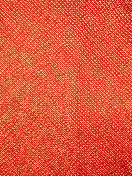 Photo3: N0305J Vintage Japanese women  Vivid Orange HAORI short jacket / Silk. Dapple pattern Gingko nut leaf pattern  (Grade B) (3)