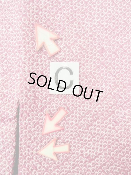 Photo16: N0305L Vintage Japanese women  Dark Pink HAORI short jacket / Silk. Iris,   (Grade B) (16)