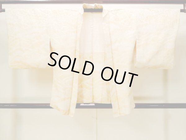 Photo1: Mint N0305M Vintage Japanese women  Pale Yellow HAORI short jacket / Silk. Mountain   (Grade A) (1)