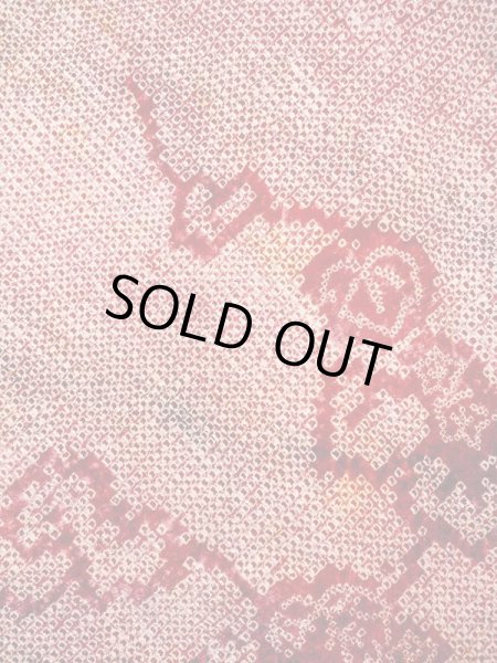 Photo3: N0305N Vintage Japanese women   Red HAORI short jacket / Silk. Leaf,   (Grade C) (3)