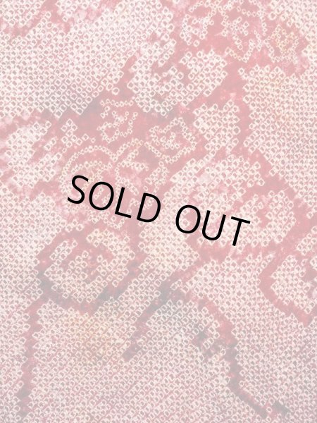 Photo4: N0305N Vintage Japanese women   Red HAORI short jacket / Silk. Leaf,   (Grade C) (4)