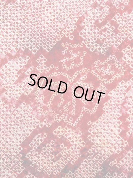 Photo5: N0305N Vintage Japanese women   Red HAORI short jacket / Silk. Leaf,   (Grade C) (5)